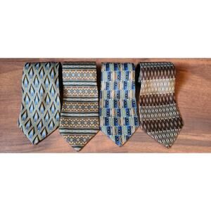 LOT OF 4 Fratello handmade Geometric Ties  Browns and blues